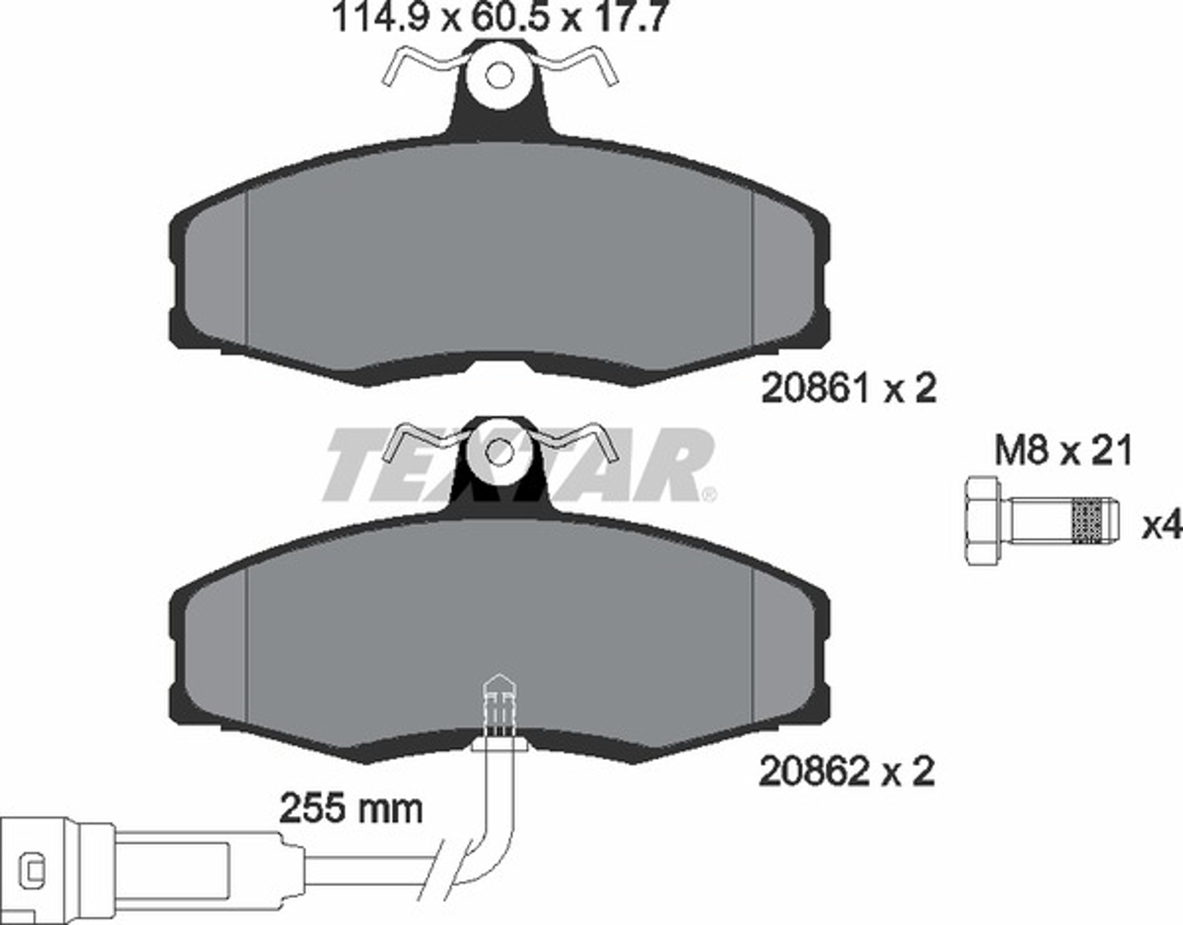 Колодки тормозные дисковые TEXTAR 2086109