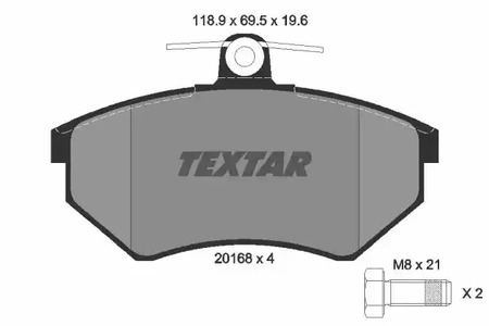 Комплект тормозных колодок дискового тормоза TEXTAR 2016804