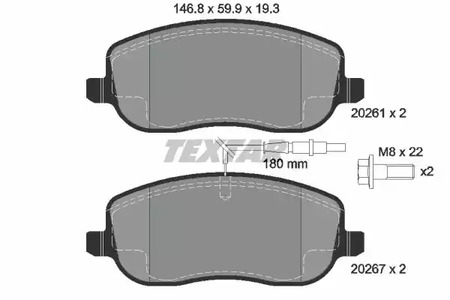 Комплект тормозных колодок дискового тормоза TEXTAR 2026101