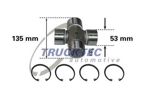 Крестовина 53x135 стоп. кольца центр. смазка TRUCKTEC AUTOMOTIVE 01.34.013