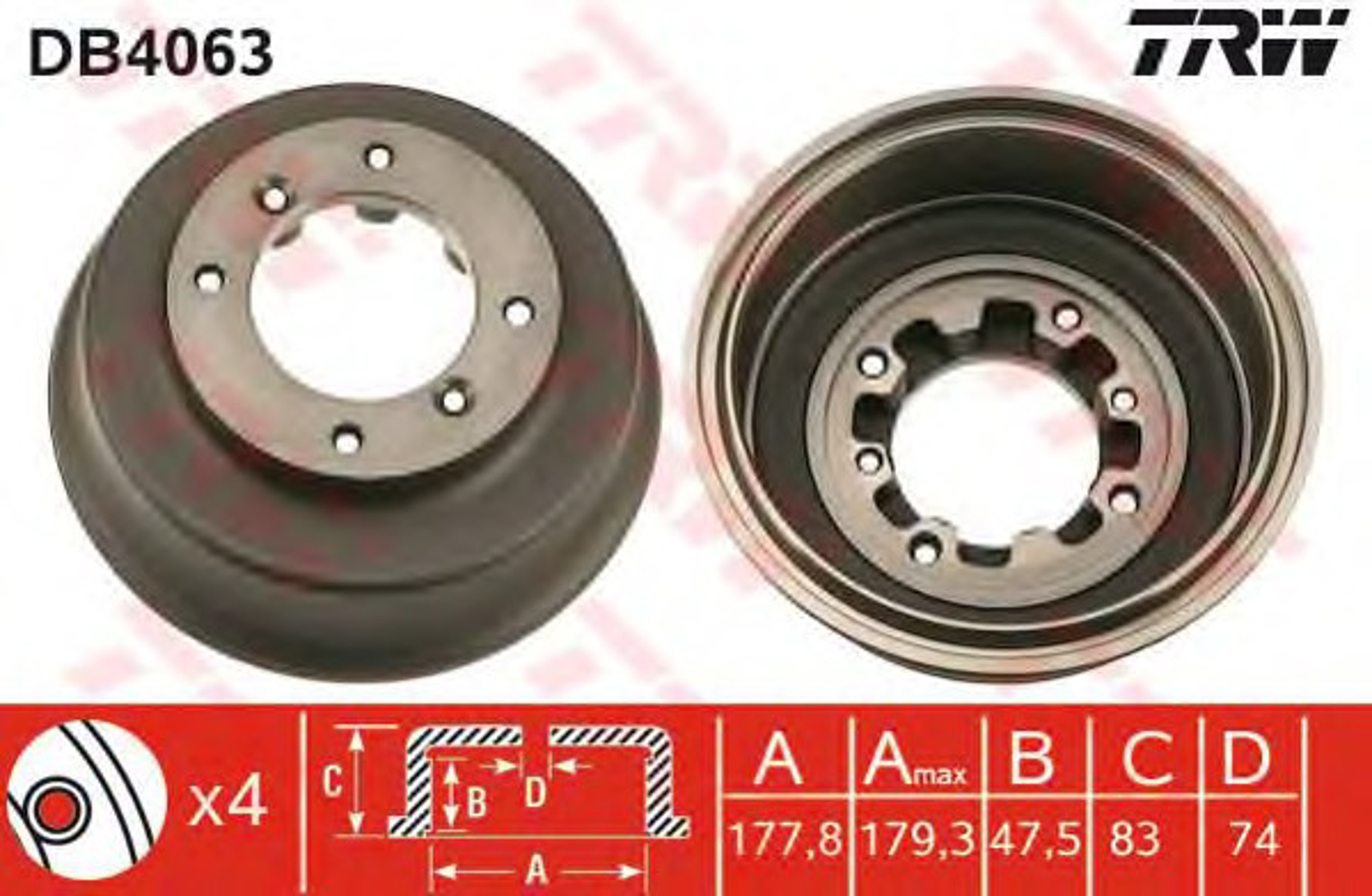 Барабан тормозной TRW DB4063