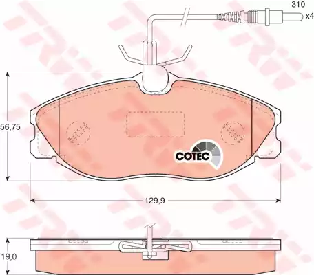 Комплект тормозных колодок дисковый тормоз cotec