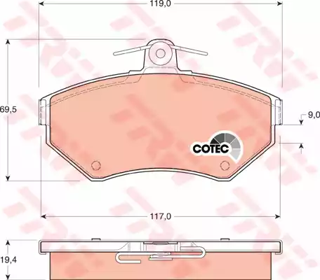 Комплект тормозных колодок дисковый тормоз cotec