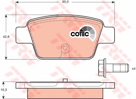Комплект тормозных колодок дисковый тормоз cotec