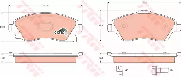 Комплект тормозных колодок дисковый тормоз cotec