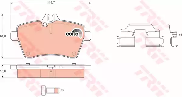 Комплект тормозных колодок дискового тормоз cotec