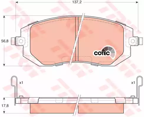 Комплект тормозных колодок дискового тормоз cotec