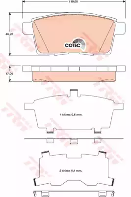 Комплект тормозных колодок дисковый тормоз cotec