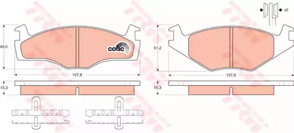 Комплект тормозных колодок дисковый тормоз cotec