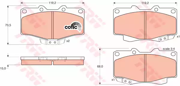 Комплект тормозных колодок дисковый тормоз cotec