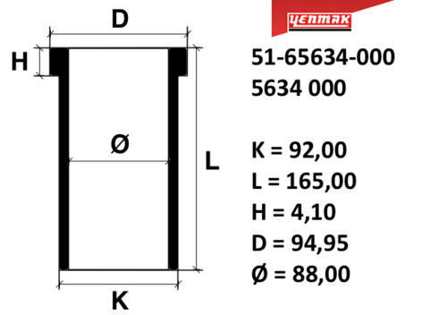 Гильза цилиндра YENMAK 51-65634-000