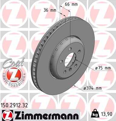 Диск тормозной ZIMMERMANN 150.2912.32