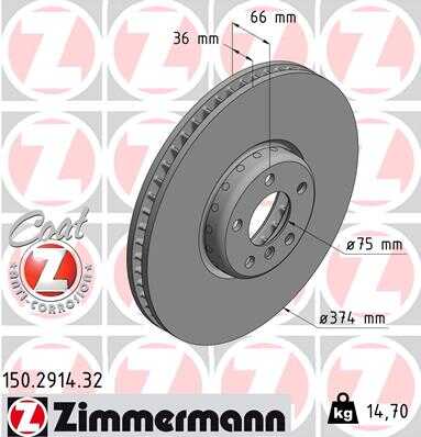 Диск тормозной ZIMMERMANN 150.2914.32