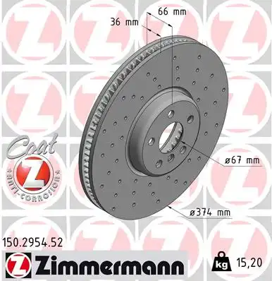 Диск тормозной ZIMMERMANN 150.2954.52