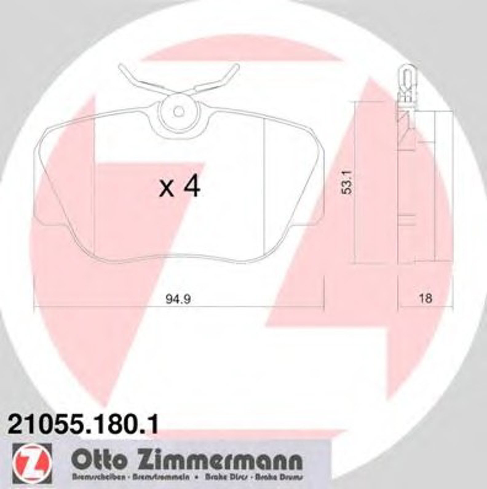 Колодки торм mer w201 пер 85/93- ZIMMERMANN 21055.180.1