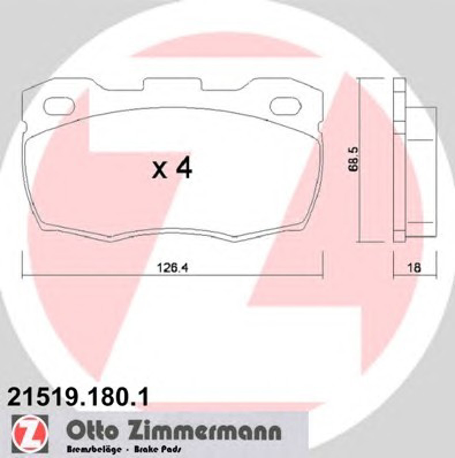 Колодки торм sbb land rover defender 90-07 пер. ZIMMERMANN 21519.180.1
