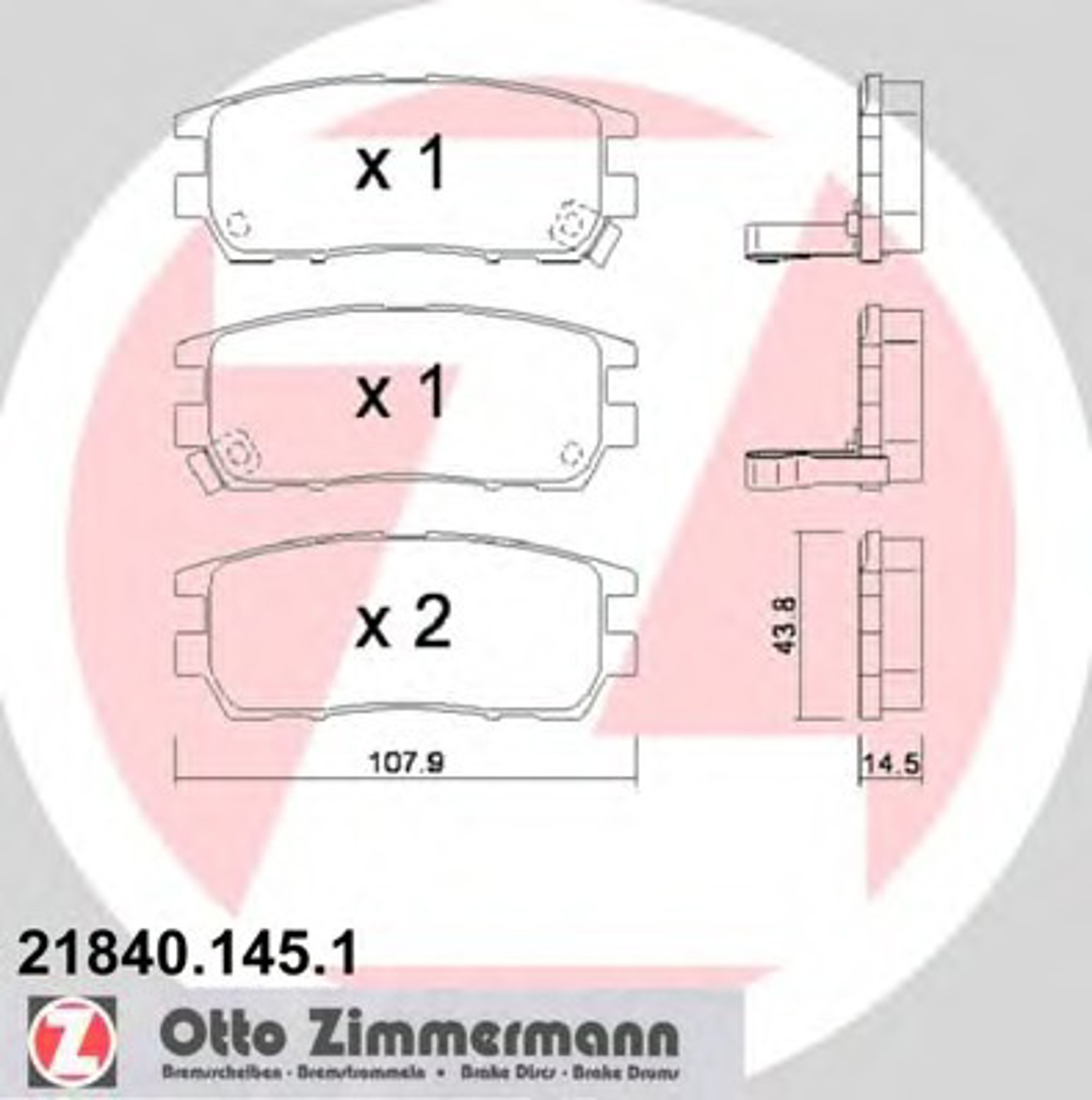 Колодки торм зад. mits pajero ii 24/30/35/25tdi/28tdi 12/90-4/00 space gear 20-16v/24/25td ZIMMERMANN 21840.145.1