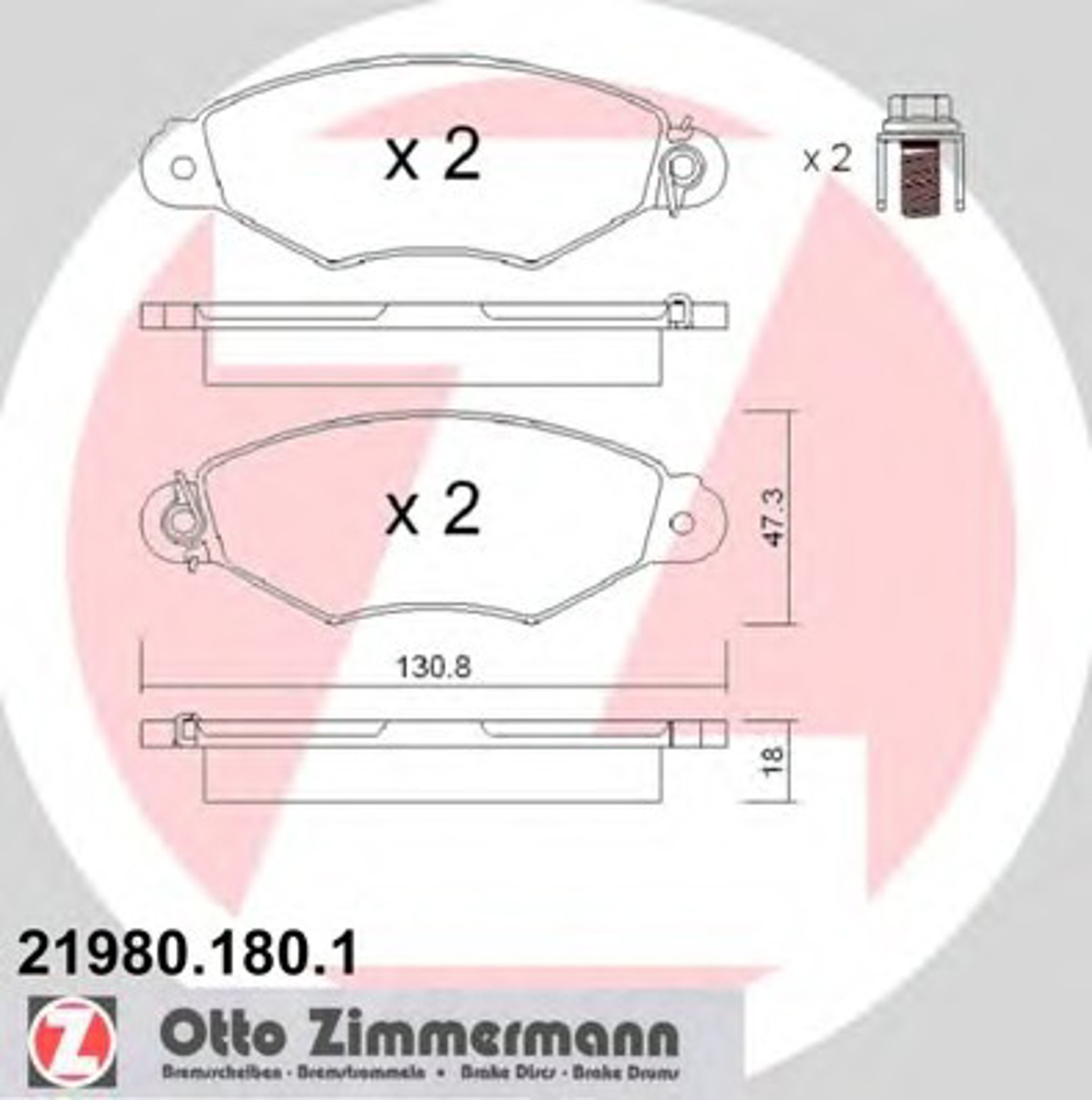 Колодки торм citr xsar niss kubis ren kang f 97/06- ZIMMERMANN 21980.180.1