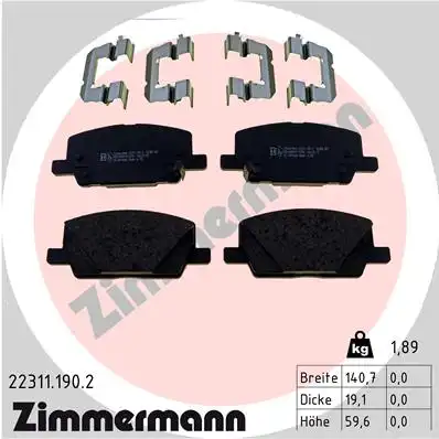Тормозные колодки дисковые ZIMMERMANN 22311.190.2