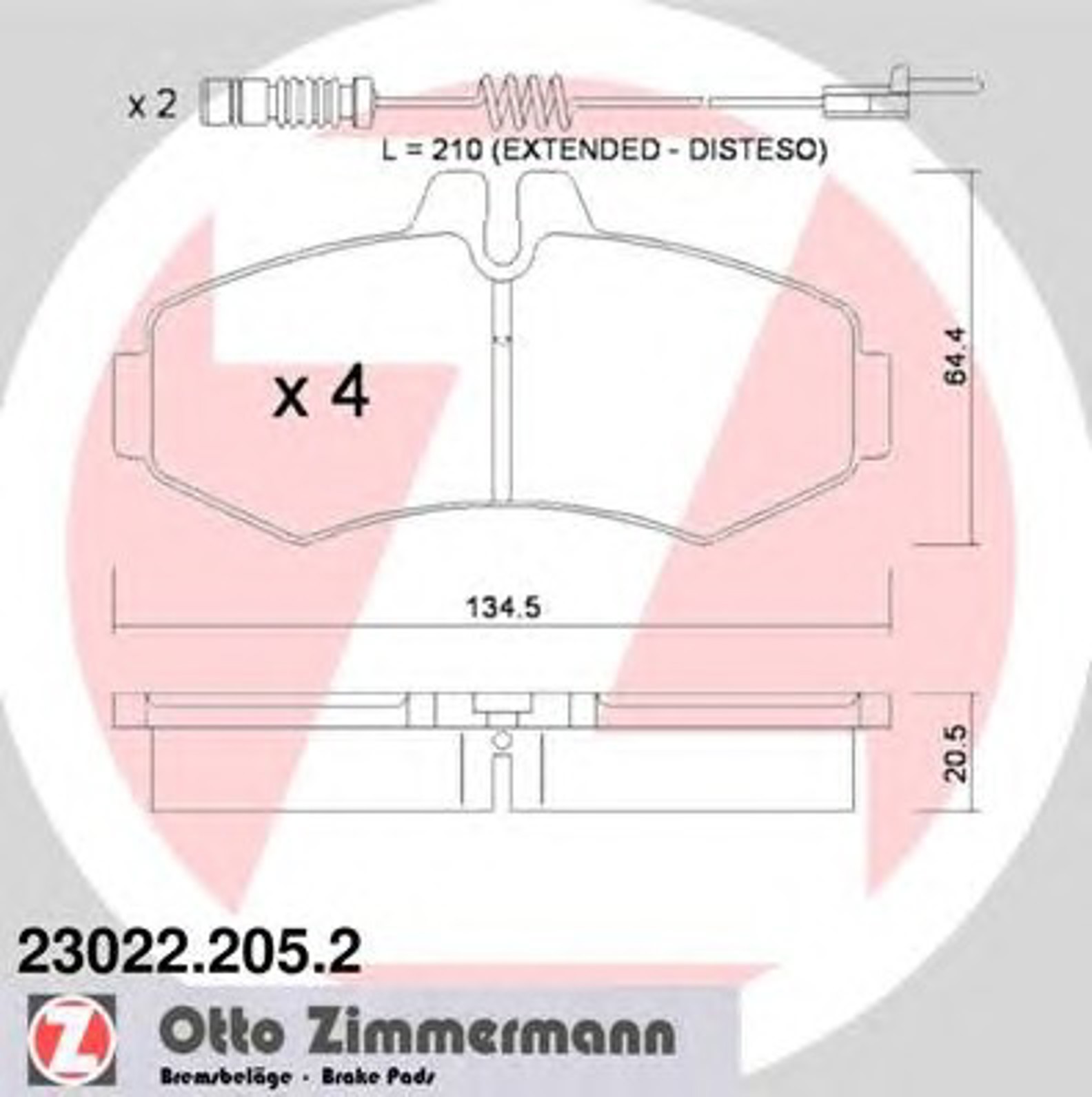Колодки торм. пер. mb vito 96-03 ZIMMERMANN 23022.205.2
