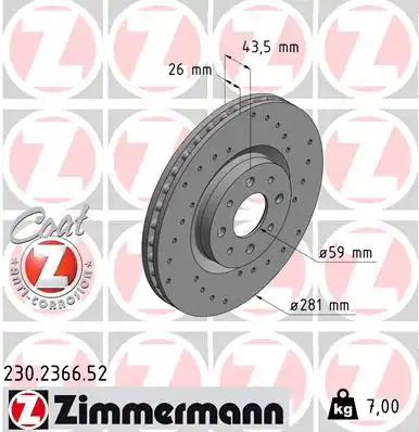 Тормозные диски ZIMMERMANN 230.2366.52