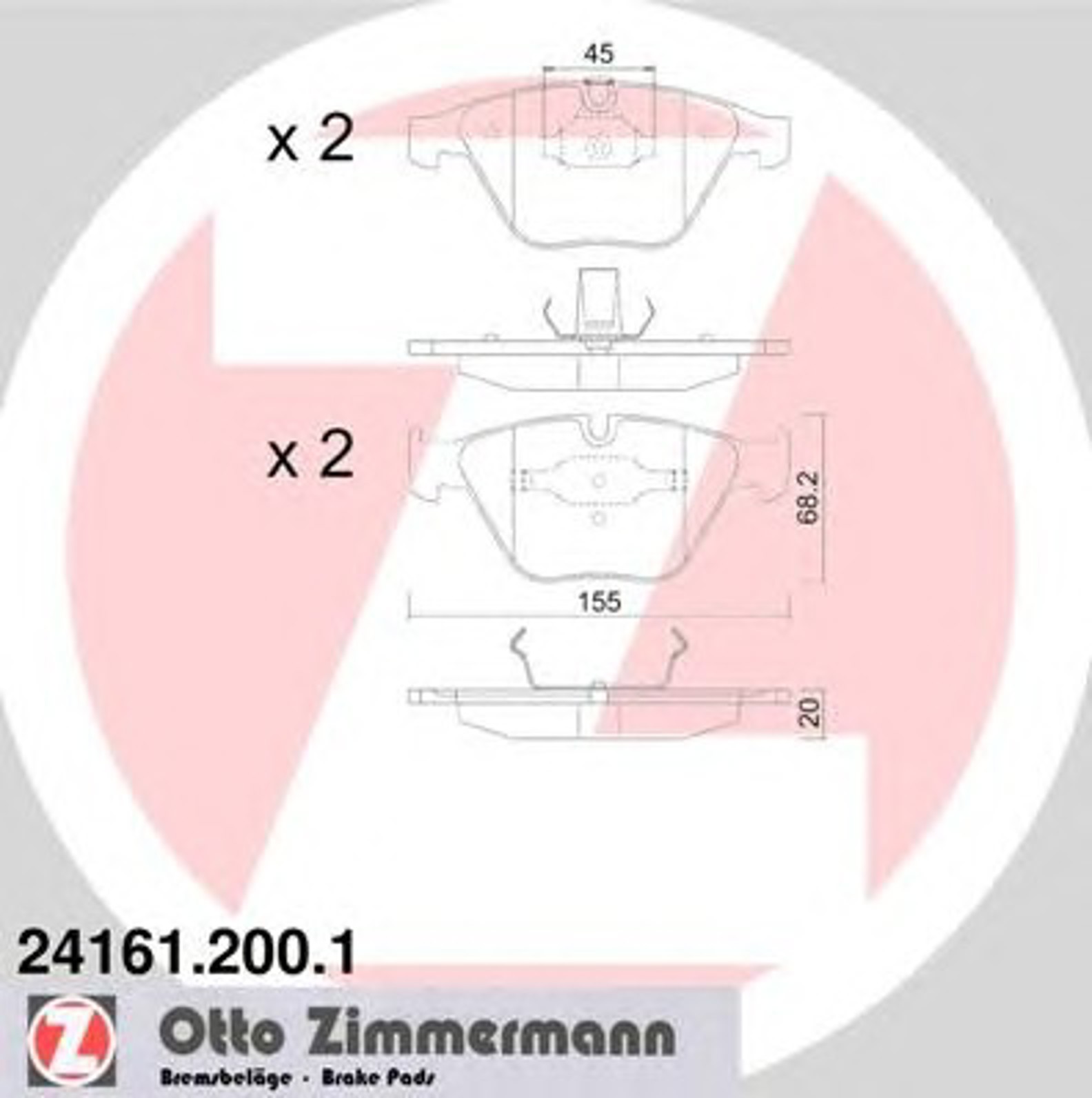 Колодки торм bmw 3 e90/e92/e93/e91 z4 e89 f 05/09- ZIMMERMANN 24161.200.1