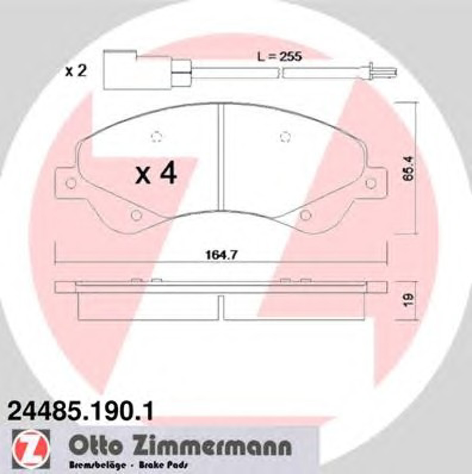 Колодки торм ford trans bus 2.2/2.3/2.4 f 06/08- 16v ZIMMERMANN 24485.190.1
