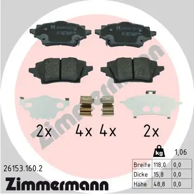 Тормозные колодки дисковые ZIMMERMANN 26153.160.2