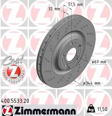 Диск тормозной ZIMMERMANN 400.5533.20