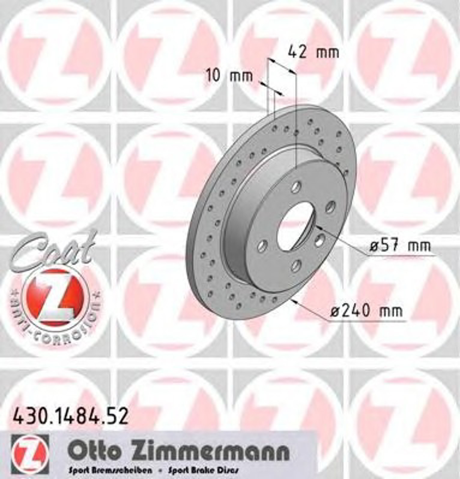 Диск тормозной ZIMMERMANN 430.1484.52