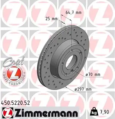 Диск тормозной ZIMMERMANN 450.5220.52