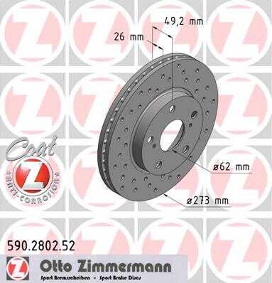 Тормозные диски ZIMMERMANN 590.2802.52