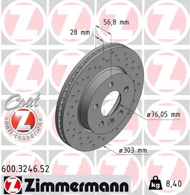 Тормозные диски ZIMMERMANN 600324652