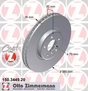 Тормозной диск ZIMMERMANN 150.3449.20