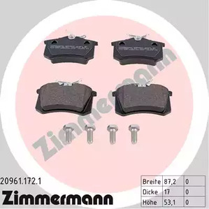Комплект тормозных колодок дискового тормоза ZIMMERMANN 20961.172.1