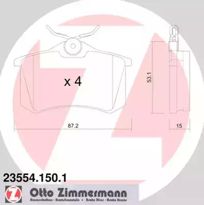 Комплект тормозных колодок дискового тормоза ZIMMERMANN 23554.150.1