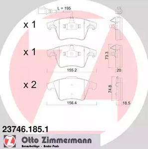 Комплект тормозных колодок дискового тормоза ZIMMERMANN 23746.185.1